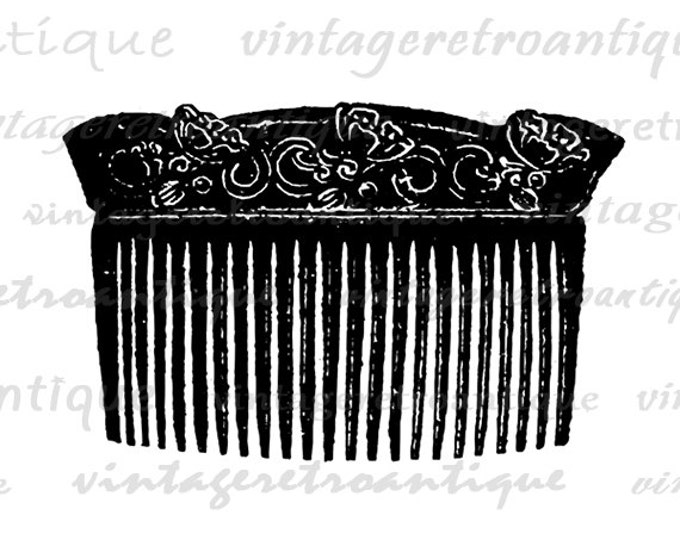 Printable Image Ladies Comb Graphic Illustration Digital Download Antique Clip Art Jpg Png HQ 300dpi No.1395