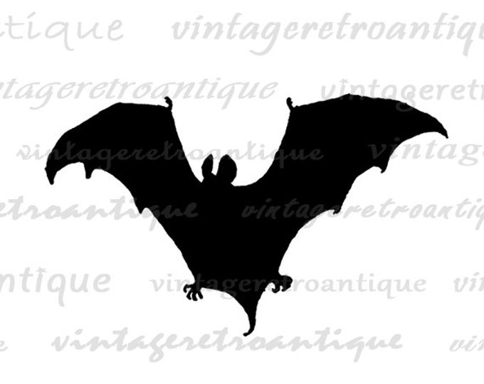 Printable Image Bat Silhouette Graphic Halloween Digital Download Antique Clip Art Jpg Png Eps HQ 300dpi No.3313