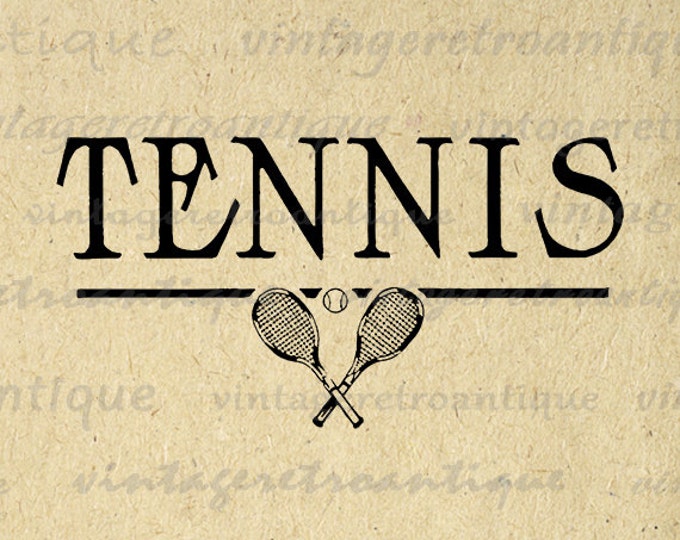 Printable Tennis Image Graphic Antique Tennis Digital Download Artwork Vintage Clip Art Jpg Png Eps HQ 300dpi No.4202