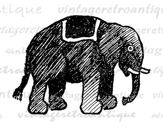 Digital Printable Circus Elephant Download Graphic Illustrated Image Antique Clip Art Jpg Png Eps HQ 300dpi No.2377