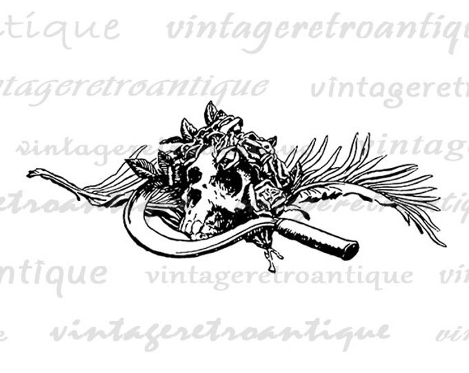 Printable Classical Skull Image Graphic Download Digital Artwork Vintage Clip Art Jpg Png Eps HQ 300dpi No.2282