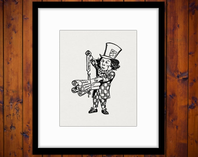 Digital Printable The Mad Hatter Alice in Wonderland Download Image Graphic Vintage Clip Art Jpg Png Eps HQ 300dpi No.2475