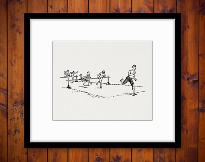 Digital Track Runners Printable Graphic Sports Image Download Artwork Antique Clip Art Jpg Png Eps HQ 300dpi No.4280