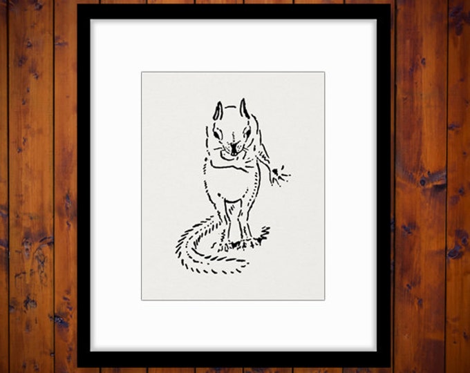 Printable Image Squirrel Takes a Bow Download Cute Graphic Digital Antique Clip Art Jpg Png Eps HQ 300dpi No.825