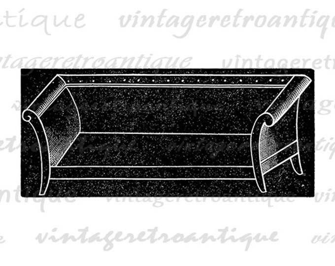 Retro Couch Illustration Graphic Image Download Furniture Printable Digital Antique Clip Art Jpg Png Eps HQ 300dpi No.2835