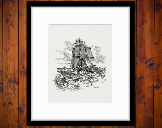 Digital Image Antique Ship Download Printable Graphic Artwork Vintage Clip Art Jpg Png Eps HQ 300dpi No.2401