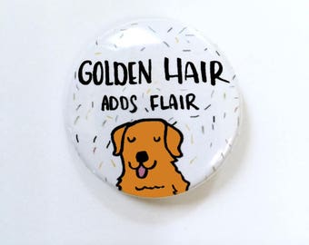 Golden Retriever Pin, Golden Retriever, Pinback Button Pin, Golden, Golden Retriever Button Pin, Button Badge, Dog Pin