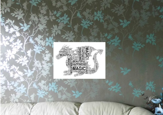 Personalised Dragon Word Cloud Art Print, 