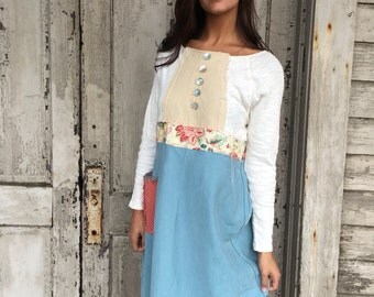 Ursula dress-small medium-artsy-Eco Clothing-Upcycled Clothing-Free People inspired-by Love HIGHER Handmade Clothing