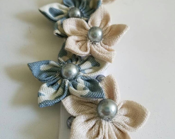 Coral Blue Ocean Flower Baby Headband