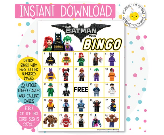 Lego Batman Printable Bingo Cards 20 Different Cards