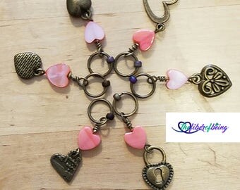 Heart to Heart Stitch Markers, knitting markers, handmade knitter gifts