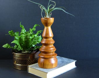 Vintage Turned Wood Candle Holder - Made in Finland Wood Sculpture - Natural Wood Decor Modern Home Decor - Scandinavian Decor Candleholder