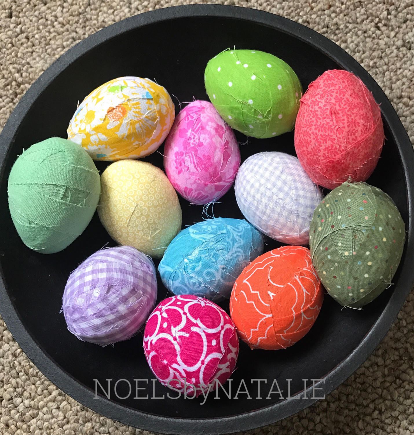 Set of 1 dozen Fabric Covered Easter Eggs