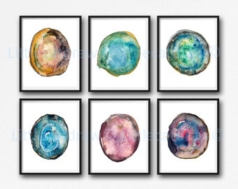 Geode Print Agate Slice Print Set Of 6 Bedroom Wall Decor Mineral Gem Crystal Home Decor Wall Art