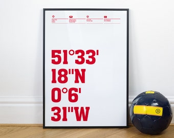 Arsenal, Stadium Coordinates, Football Posters