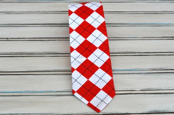 Red Argyle Tie for Men Youth Boys
