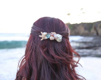 Starfish Hair Clip, Mermaid, Beach Wedding, Seashell Hair Clip, Shell Barrette, Seashell Hair Accessories, Shell Hair Pin, Sugar Starfish