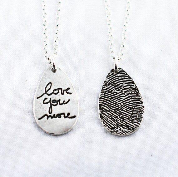 Actual Writing Signature and Fingerprint on a Silver Pendant