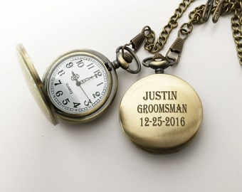 Personalized, Engraved , Custom Pocket Watch -Brass , Anniversary, Birthday gift