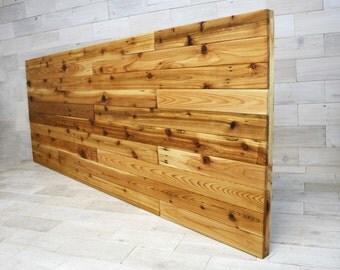 the Sylvan Queen Headboard Panel made from Reclaimed Cedar (aka recycled wood country home farmhouse bed wall headboard, hanging headboard)