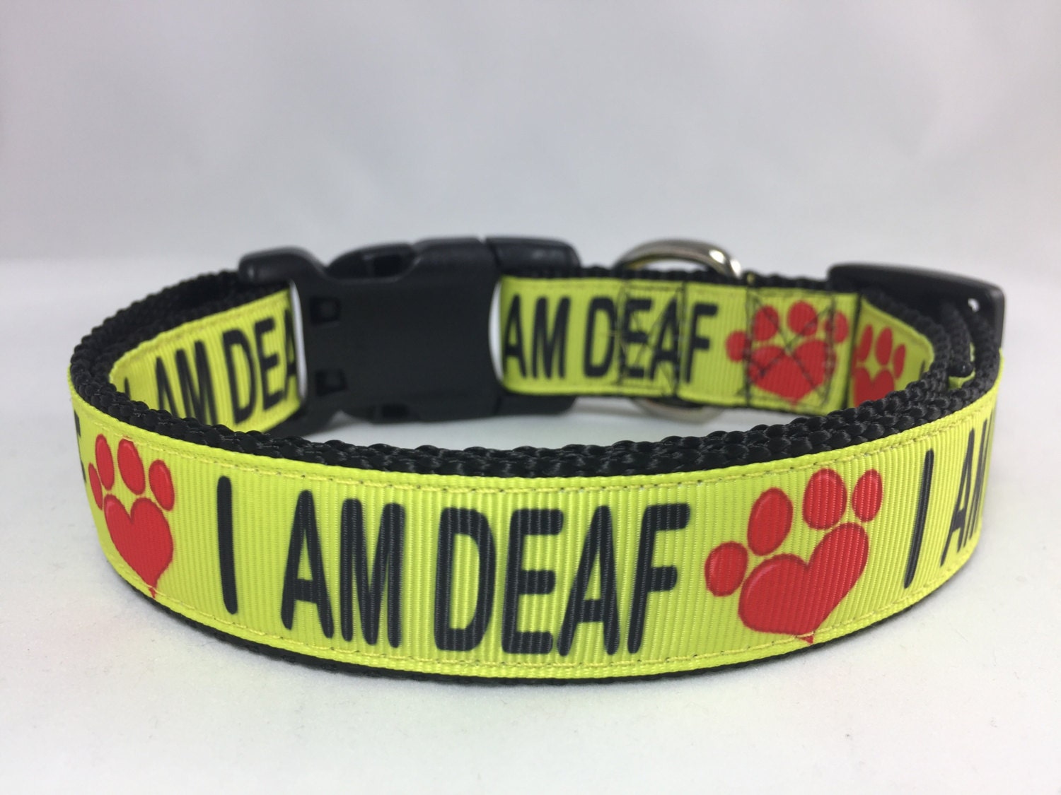 I AM DEAF Dog Collar 1 width or 3/4 width