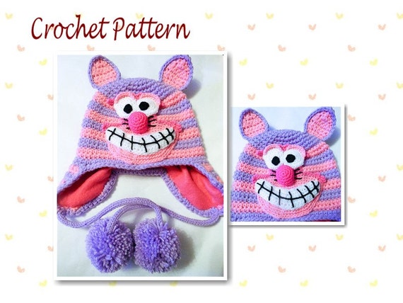 Crochet Pattern Cheshire Cat Hat Animal Hat Character Hat ...