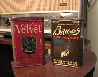 Two Vintage Tobacco Tins, Tobacciana-Upcycle-WIN!