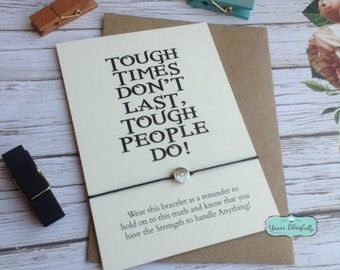 Friendship Bracelet Tough Times, Ornate Round Wish Bracelet, Greeting Card, Courage Card, Strength Wish Bracelet,