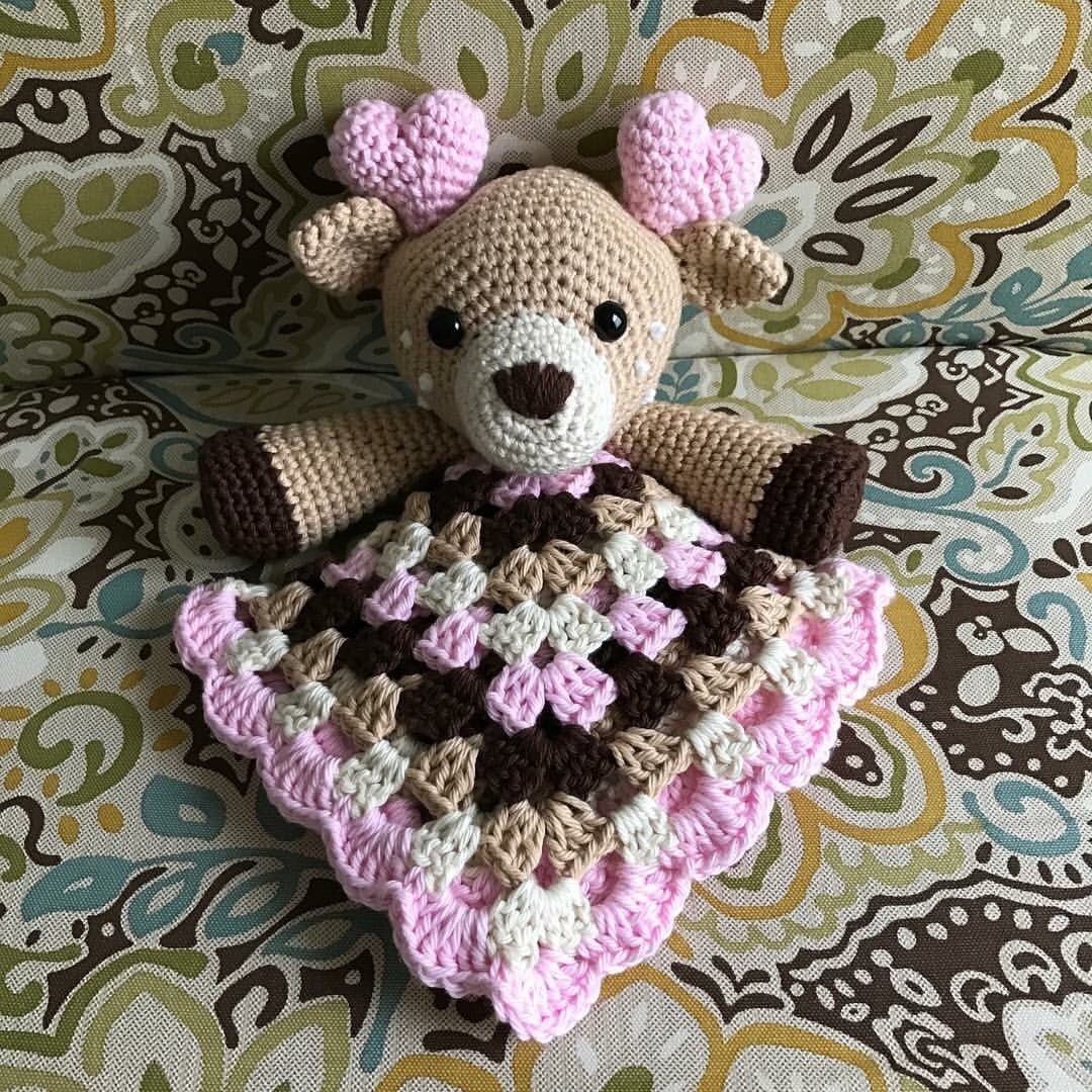 Crochet Deer Lovey Amigurumi Baby Shower Blanket Fawn