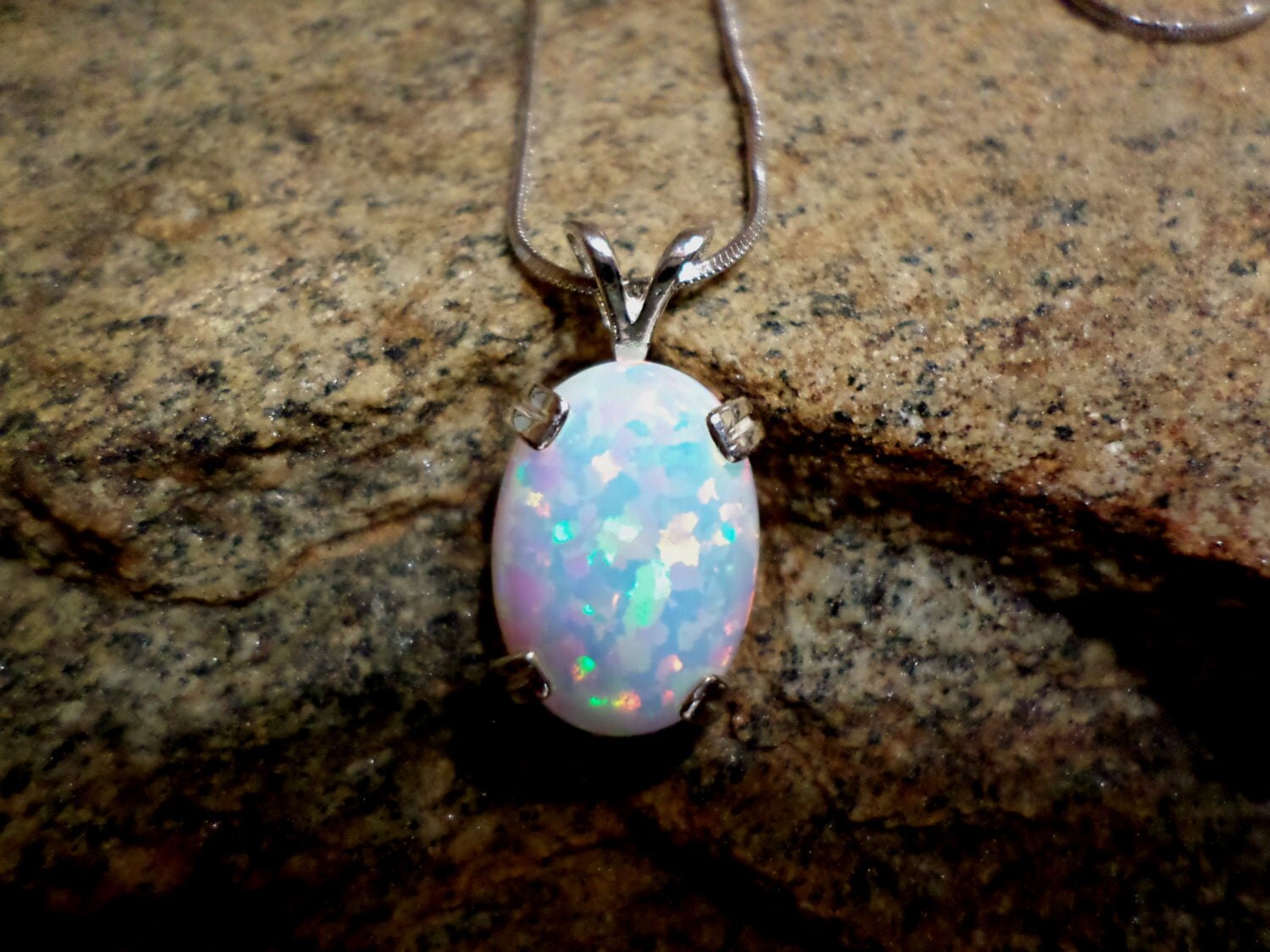 White Opal Necklace Large Opal Necklace Fine Jewelry
