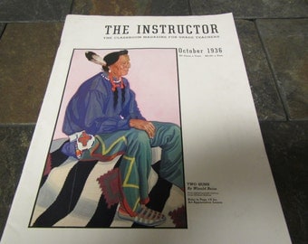October 1936 The Instructor Magazine ** the classroom Magazine for grade teachers ** Two Guns by Winold Reiss