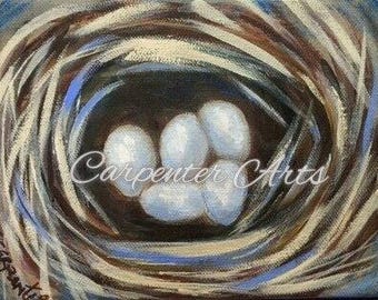 Bird Nest Eggs Canvas Painting