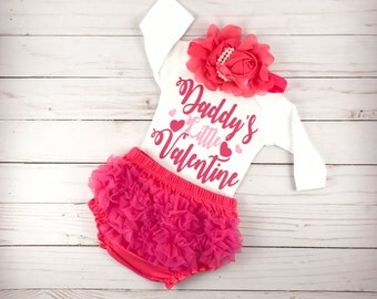 Baby Valentines Outfit Baby Valentines Day Daddys Little Valentine Pink Baby Outfit First Valentines Day 1st Valentines Day Baby Girl Outfit