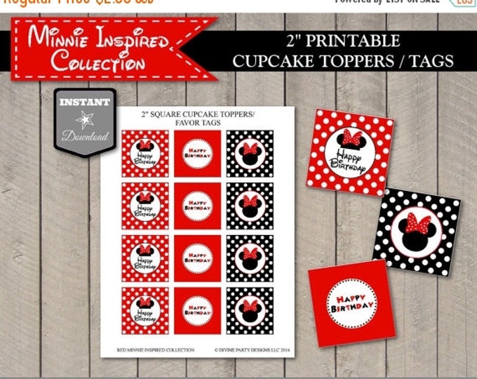 SALE INSTANT DOWNLOAD Red Girl Mouse 2" Printable Cupcake Toppers / Favor Toppers / Red Girl Mouse Collection / Item #1933