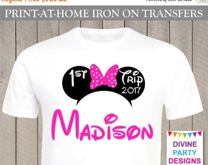 SALE Personalized Print at Home 1st Trip 2017 Hot Pink Mouse Ears Name Printable Iron On Transfers / T-shirt / Family / Shirt / Item #2488