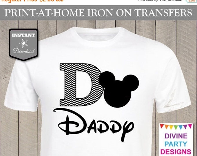 SALE INSTANT DOWNLOAD Print at Home Black Mouse Daddy Chevron Printable Iron On Transfer / T-shirt / Family Trip / Party / Item #2395