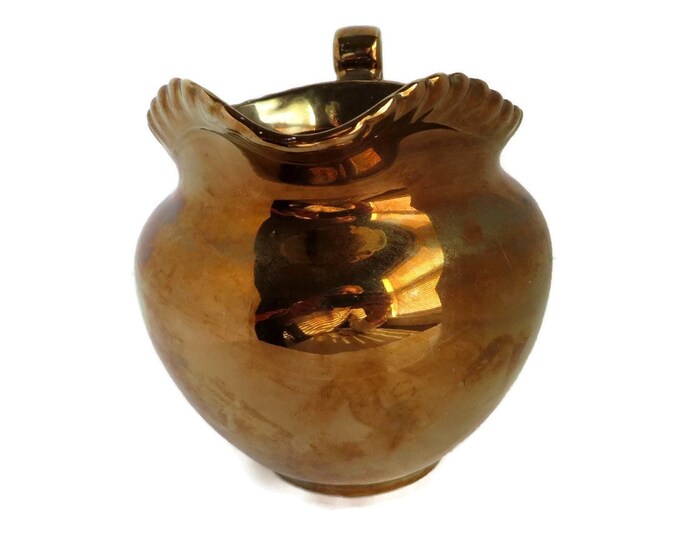 Gray's Pottery Pitcher, Vintage Hand Painted Ceramics, Gold Lustre Ware, British Pottery