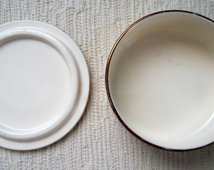 Vintage Gray's Pottery Canadian Trinket Box, Hand Painted British Pottery, Vancouver, BC Scenic Box