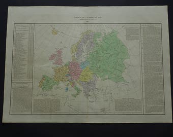 EUROPE map LARGE original antique history map of European continent in 1803 after Treaty of Lunéville Denaix Napoleon old vintage maps