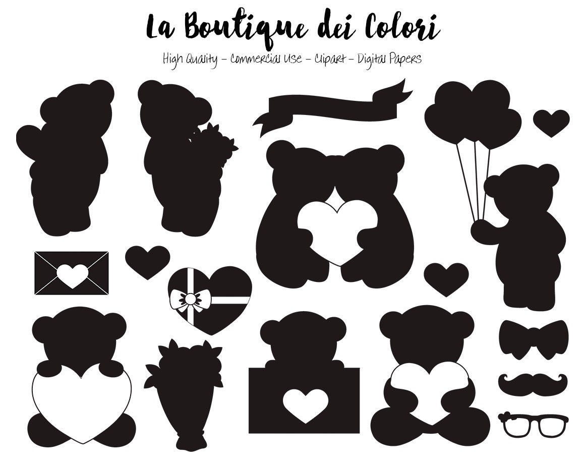 Download Valentine's Day Teddy Bear Silhouette Clipart, Cute ...