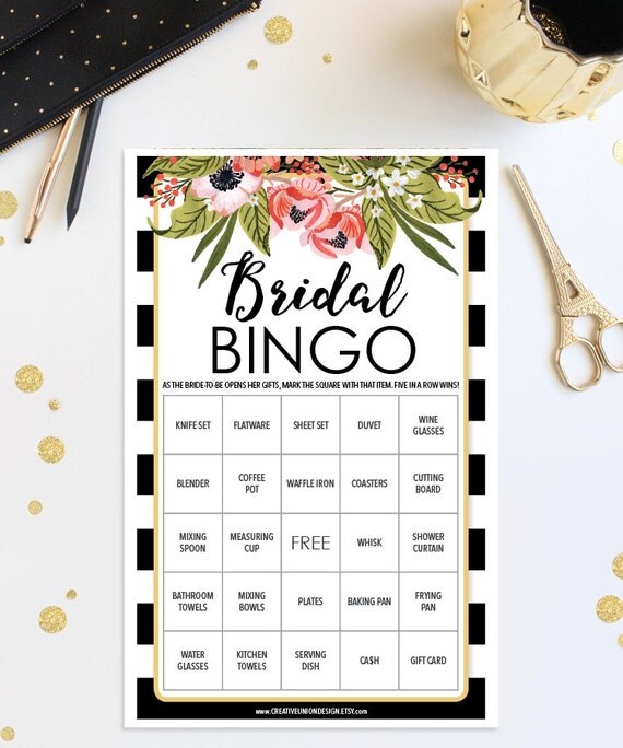 Bridal Shower Bingo Game 76 Unique Game Sheets Wedding