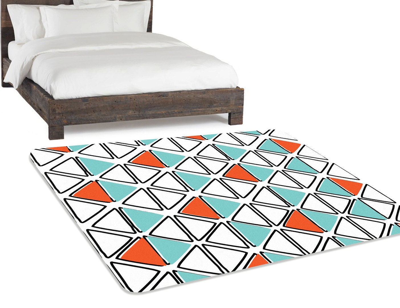 Orange Turquoise Turquoise Rug Geometric Rug by HawkerPeddler