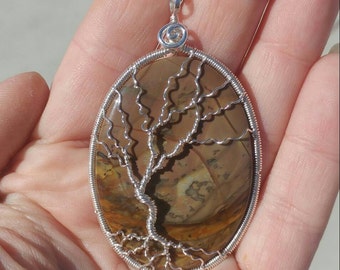 Tree-of-Life Pendant | Morrisonite Picture Jasper Pendant | Sterling Silver Tree-of-Life Wire Pendant | Tree-of-Life Jewelry | Family Tree