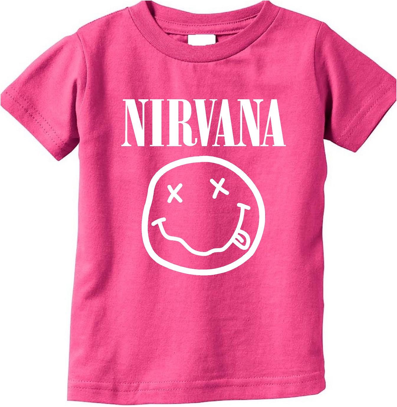 hot pink nirvana girls tshirt baby infant teen kids toddler