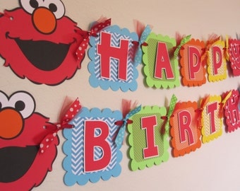 Elmo Birthday Party - Happy Birthday Banner