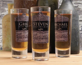 Custom Shot Glasses, Set of 7, Personalized Groomsmen Gifts