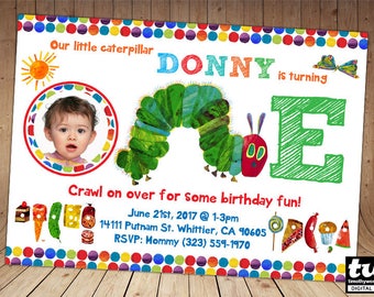 Very Hungry Caterpillar Birthday Invitation - ONLY for age 1