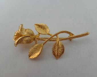 Vintage Gold Tone Rose Brooch Vintage Flower Brooch Rose Brooch Gold Tone Brooch Vintage Rose
