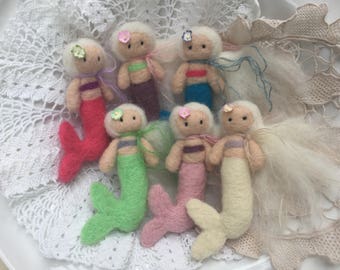 Felted Stuffed Mermaid Prop,Newborn Photography Props,Little Mermaid,Mermaid Photo Prop,Tiny Stuffed Animal,Needle felted Props, Felted Toy